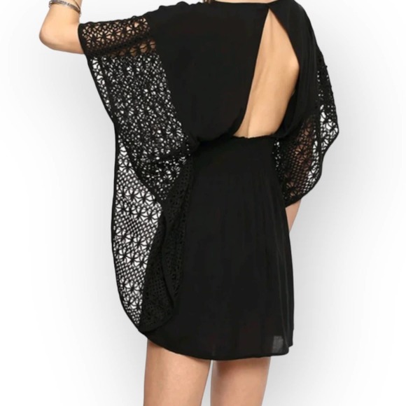 VICTORIA’S Secret Swim Cover Up Plunge Tunic Caftan Open Back Black Size M - Picture 2 of 10